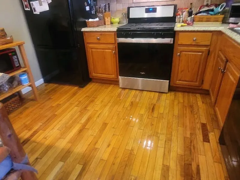 A kitchen floor after a clean